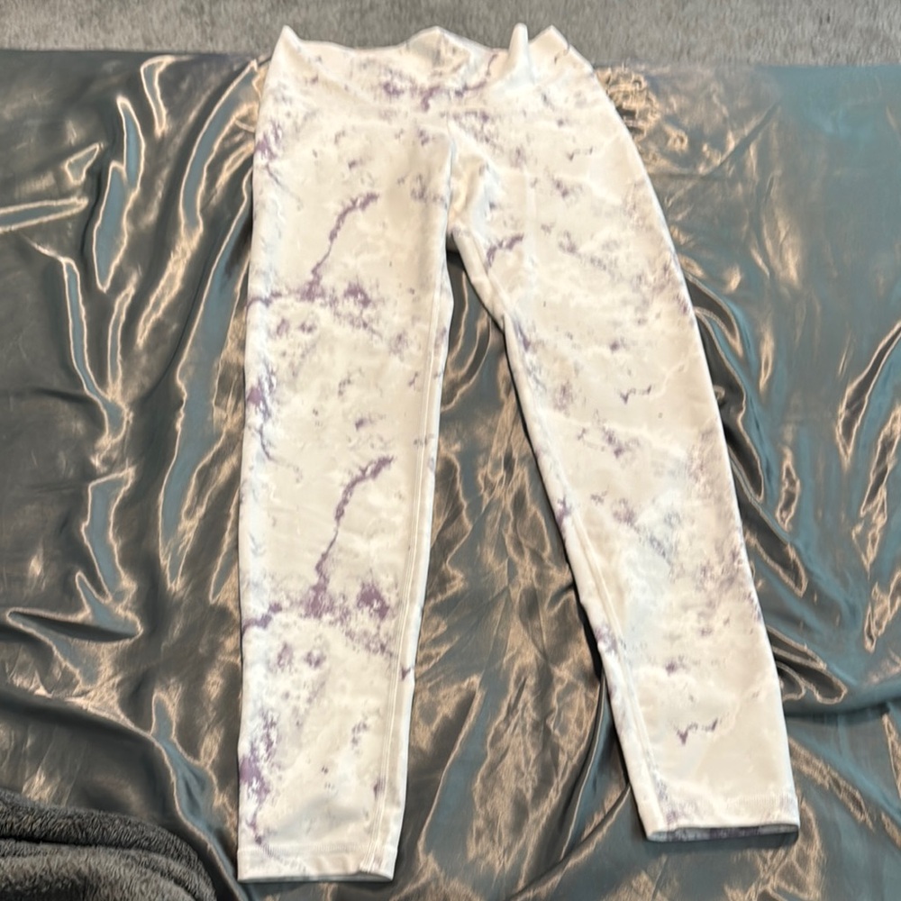 White and Purple Marble Leggings